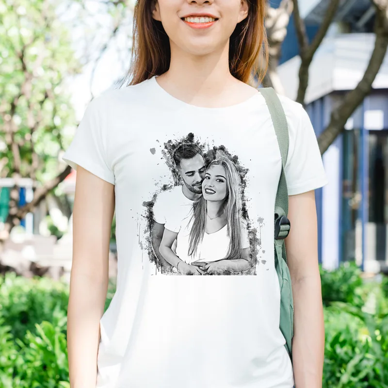 Personalised Pencil Sketch Photo T-Shirt for Special Occasions