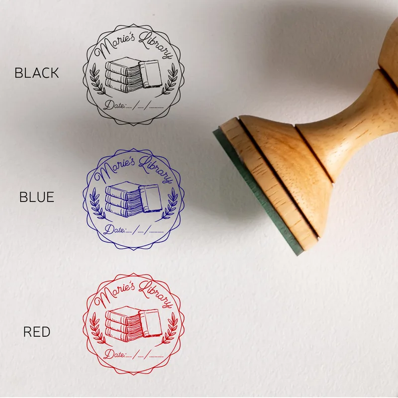 Personal Library Wooden Book Stamp Set