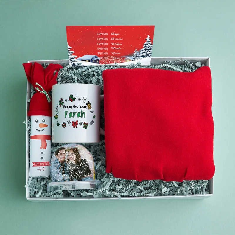 Personalised Christmas Gift Box with Snow Globe