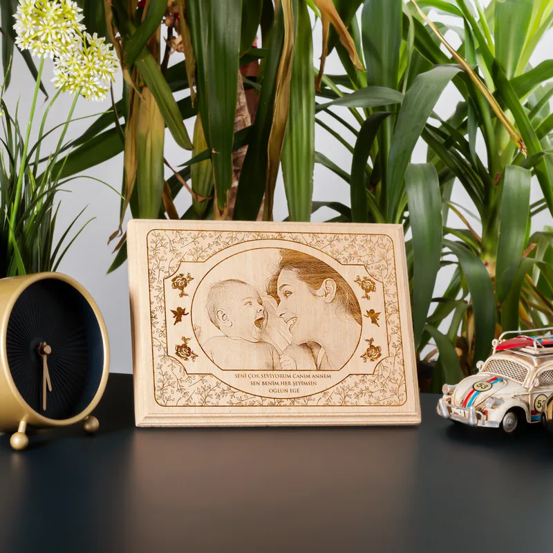 Personalized Engraved Wood Photo Gift for Mother