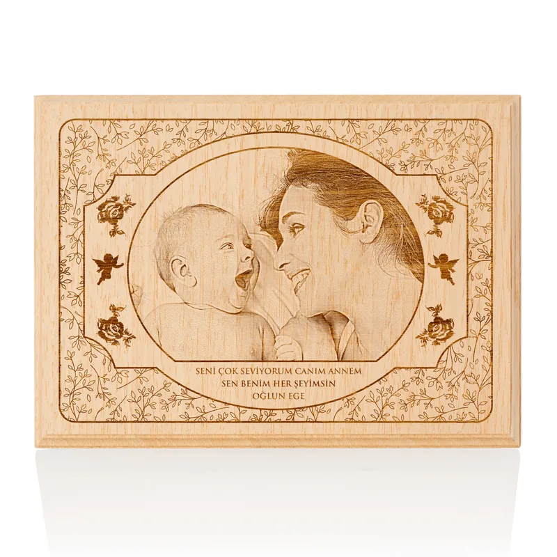 Personalized Engraved Wood Photo Gift for Mother