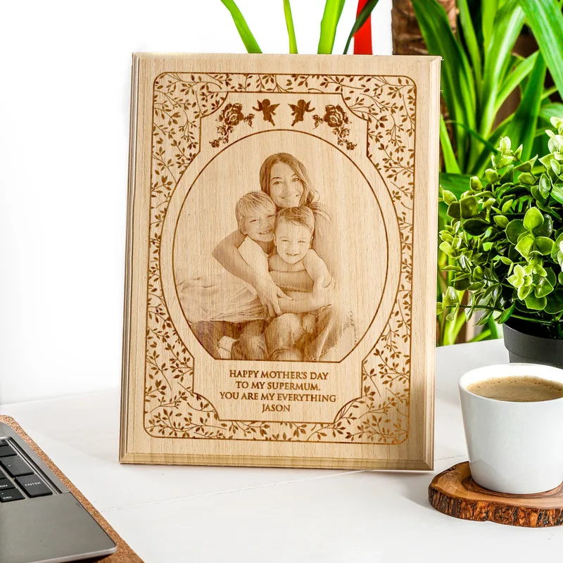 Personalized Engraved Wood Photo Gift for Mother