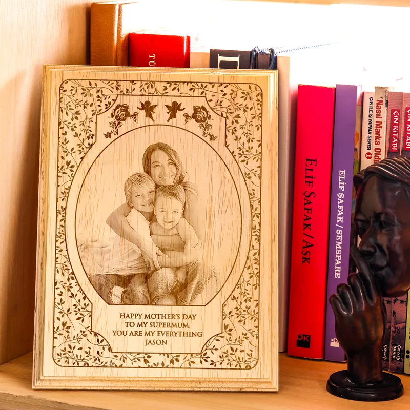 Personalized Engraved Wood Photo Gift for Mother