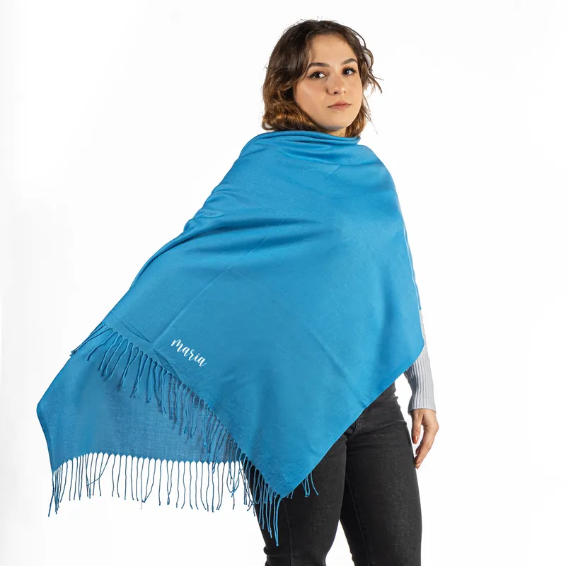 Personalised Name Embroided Nubbly Shawl