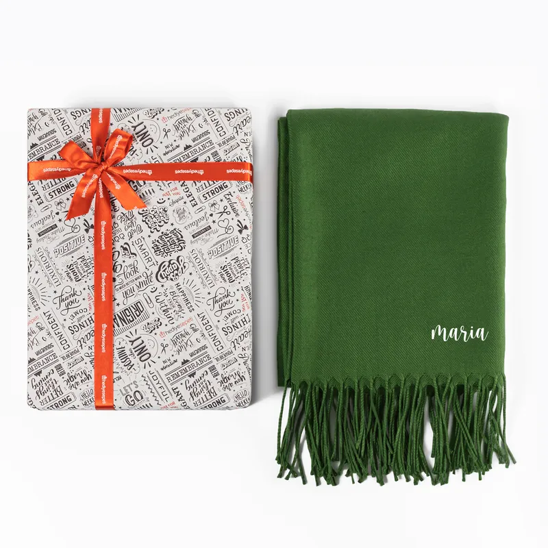 Personalised Name Embroided Nubbly Shawl