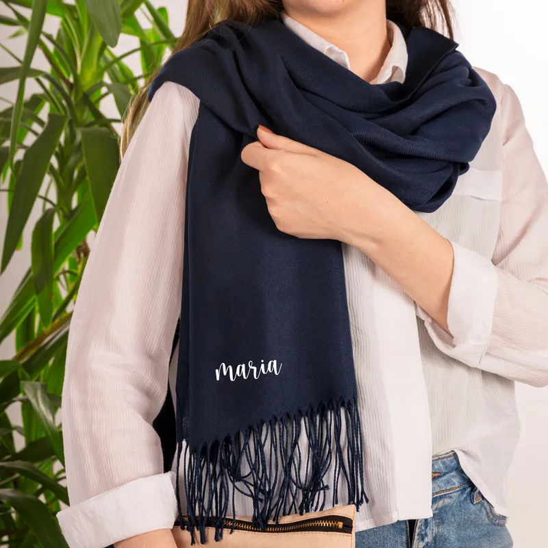 Personalised Name Embroided Nubbly Shawl