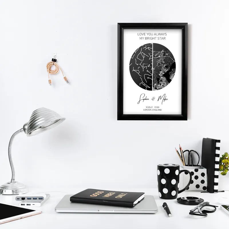 Personalised Sky and Earth Map Designed Gift Frame