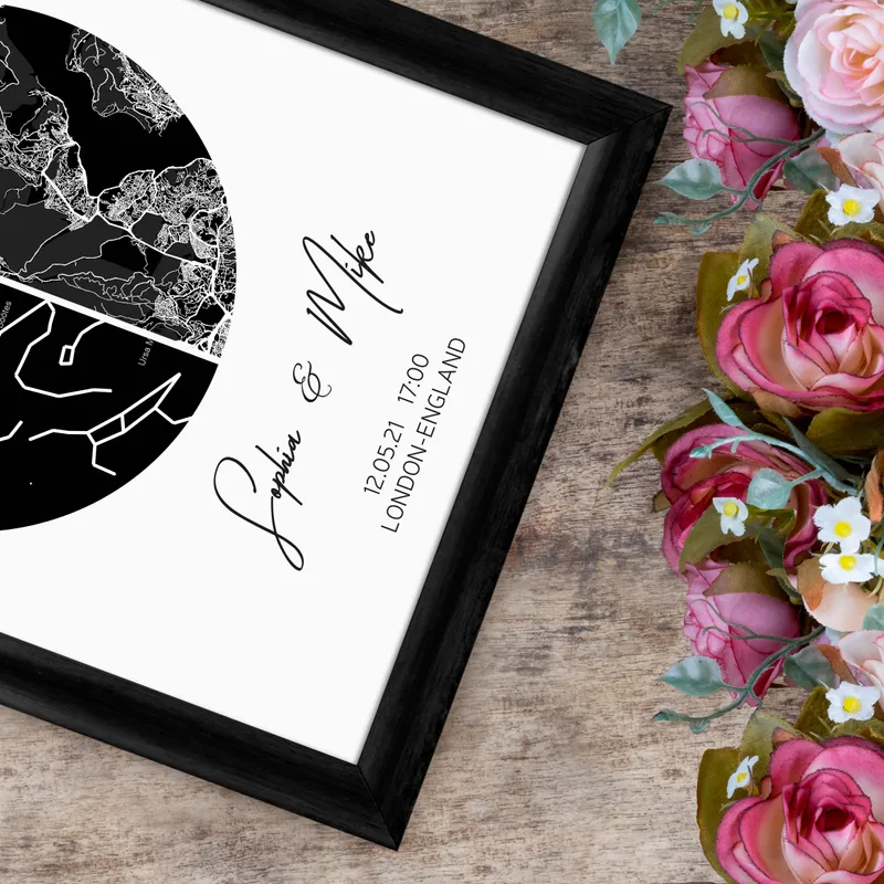 Personalised Sky and Earth Map Designed Gift Frame