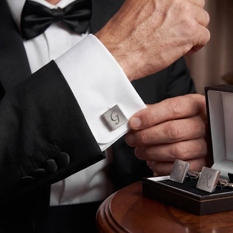 Personalised Engraved Square Cufflinks for Men