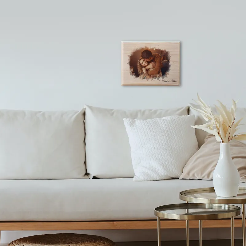 Personalised Watercolour Wooden Photo Gift