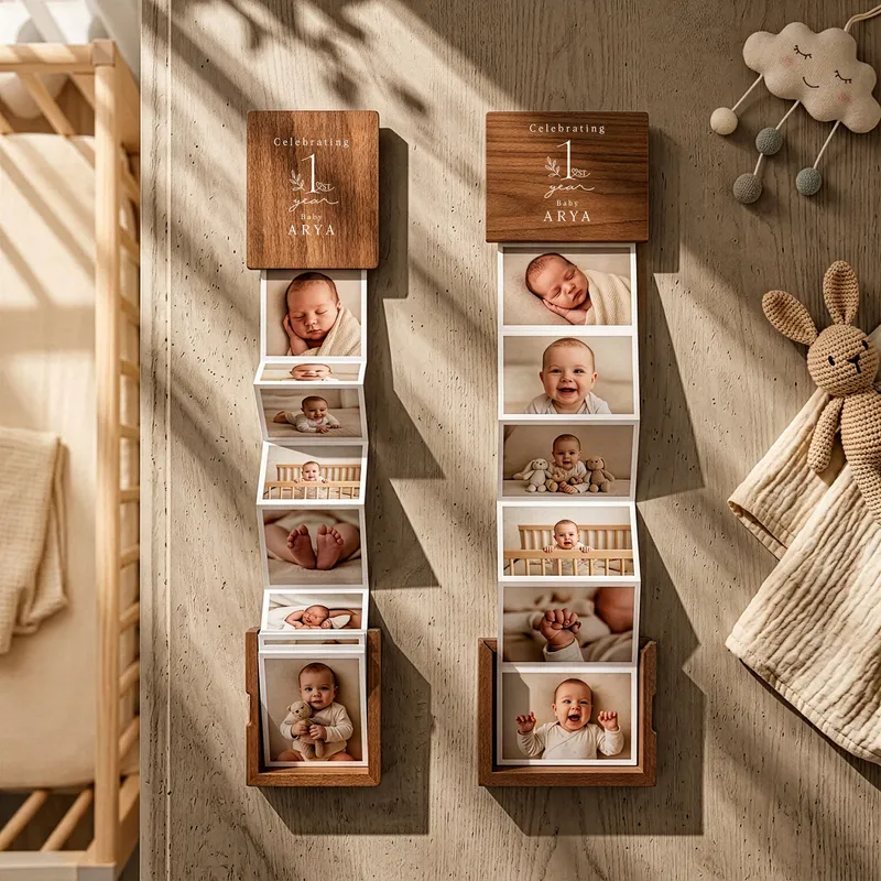 Personalized 1st Birthday Accordion Photo Box Gift