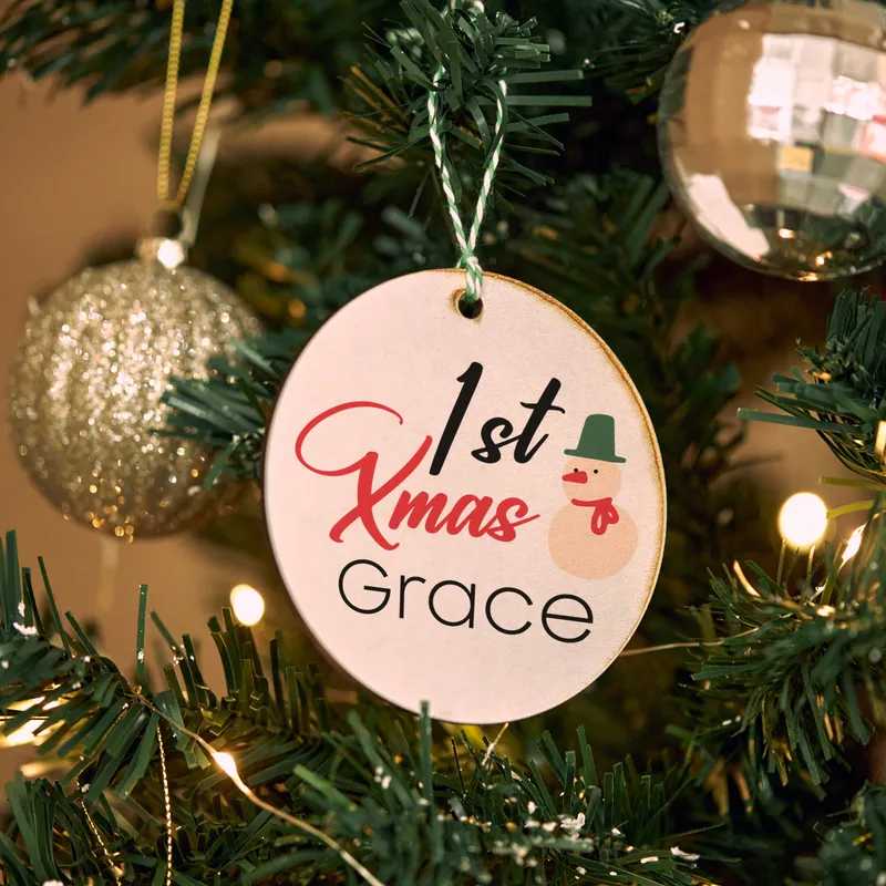 Personalized 1st Christmas MDF Tree Ornament
