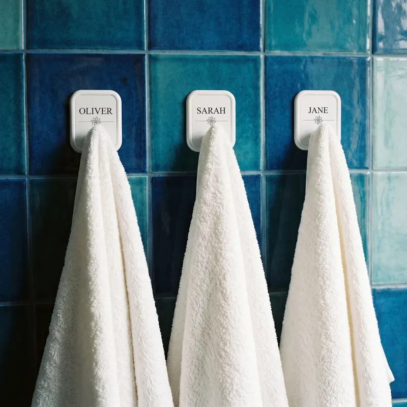Personalized 3 Hook Towel Holder Set for Bathroom