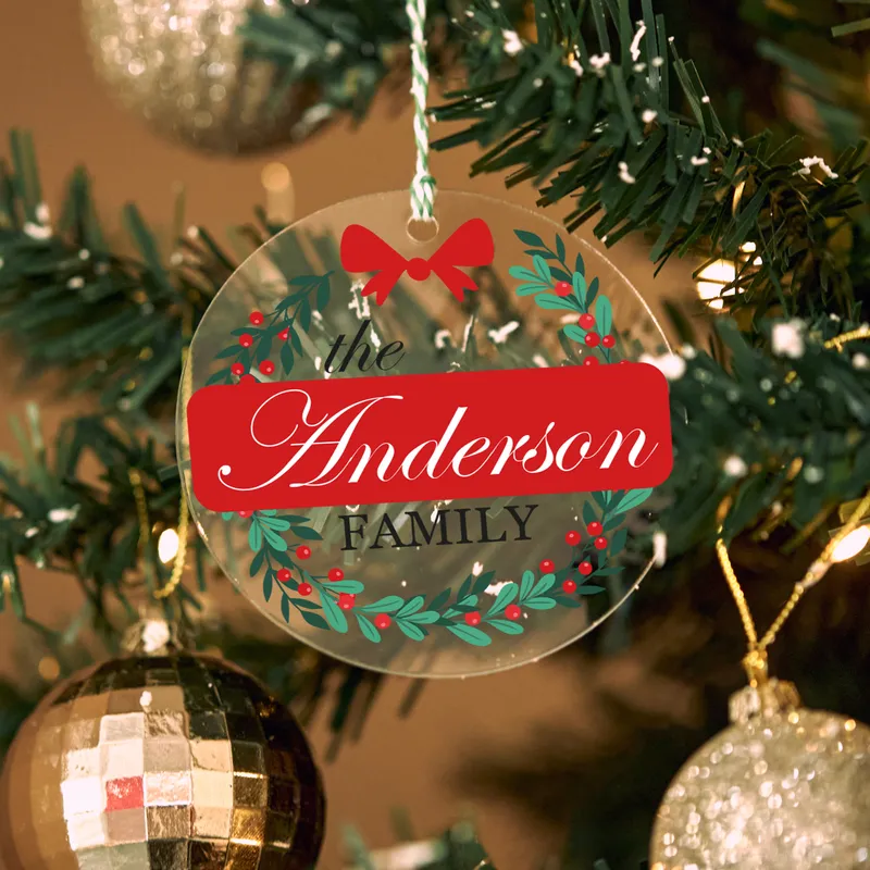 Personalized Acrylic Ornament - Pine Tree Design