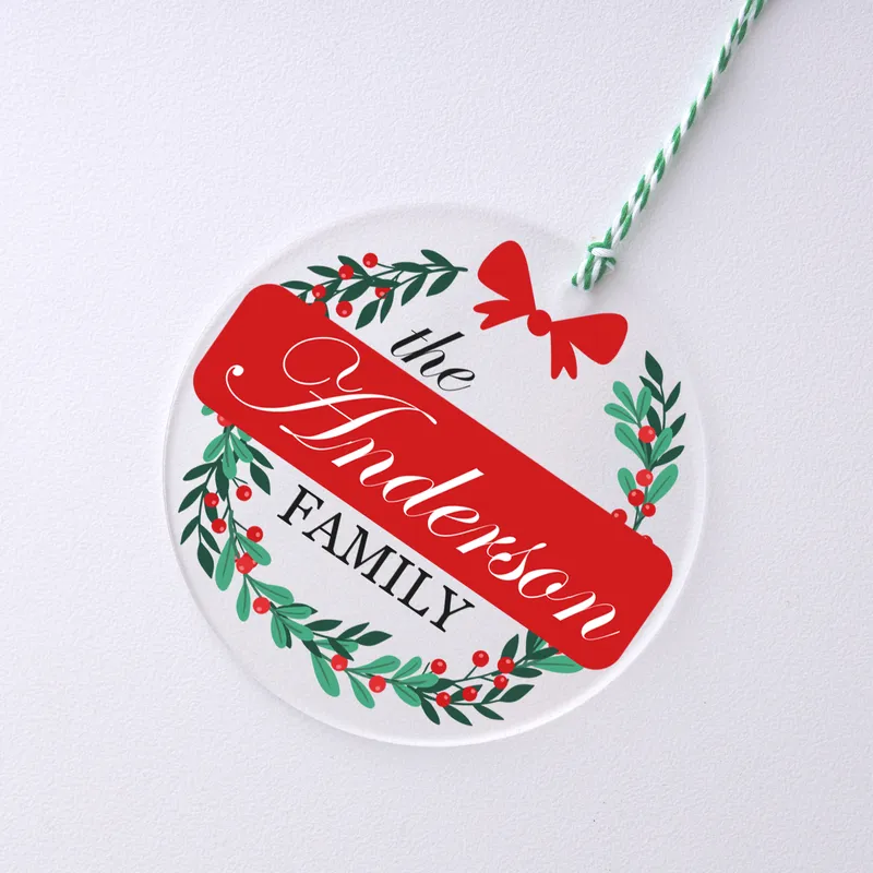 Personalized Acrylic Ornament - Pine Tree Design