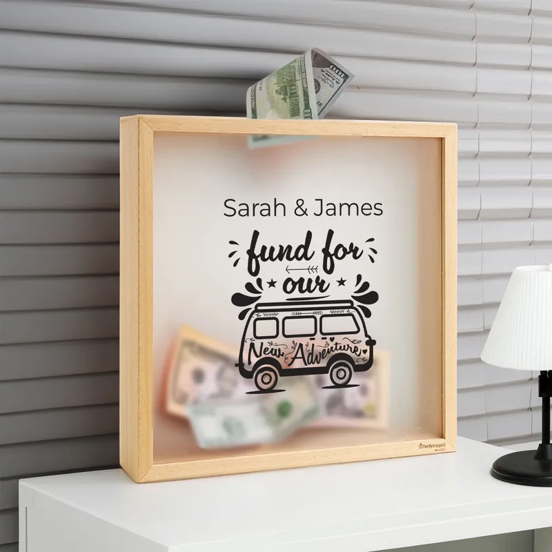 Personalised Adventure Fund Money Box for Couples