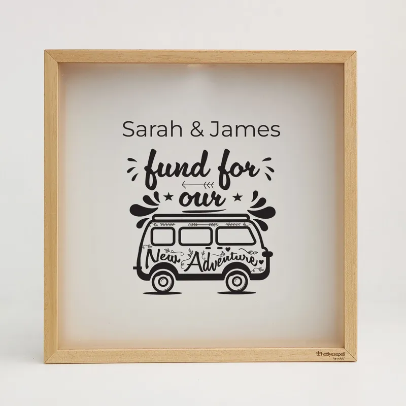 Personalised Adventure Fund Money Box for Couples