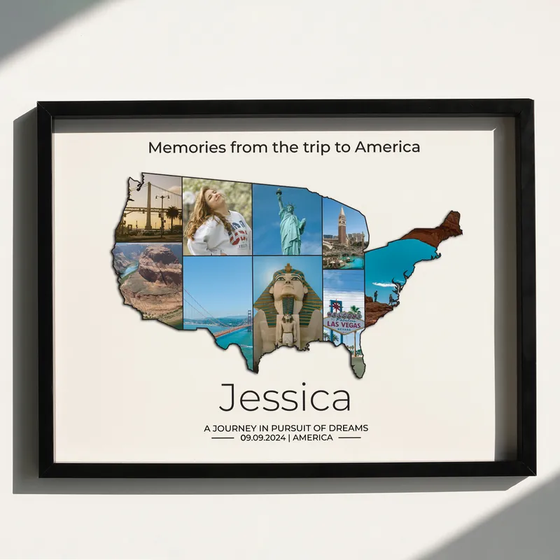 Personalised America Travel Black Photo Frame - 30x40cm