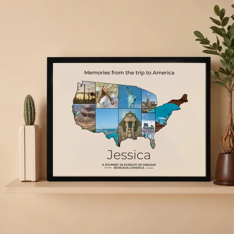Personalised America Travel Black Photo Frame - 30x40cm