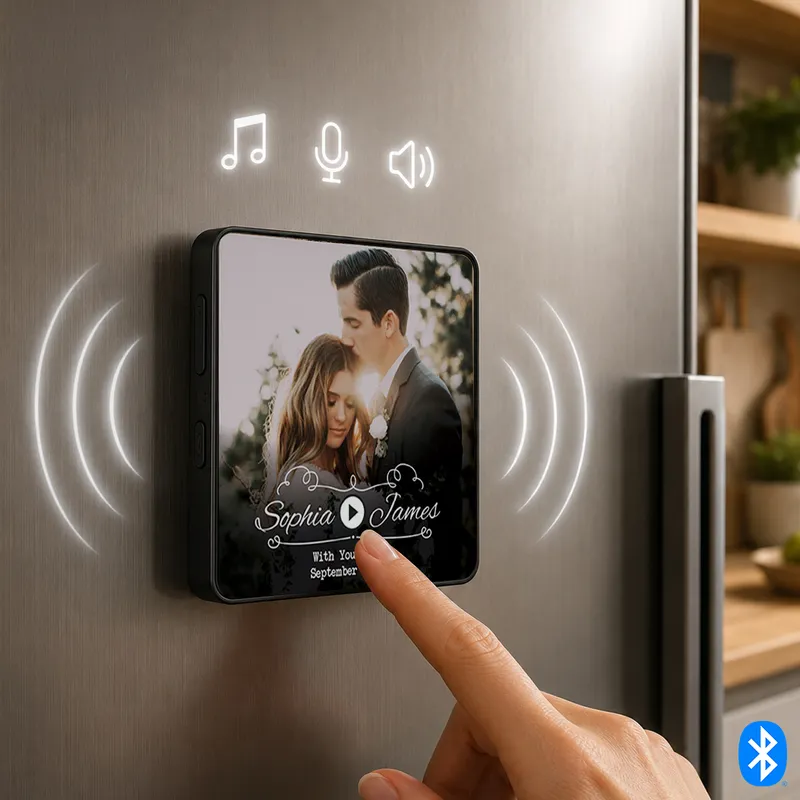 Personalized Anniversary Smart Fridge Magnet with Voice Recording