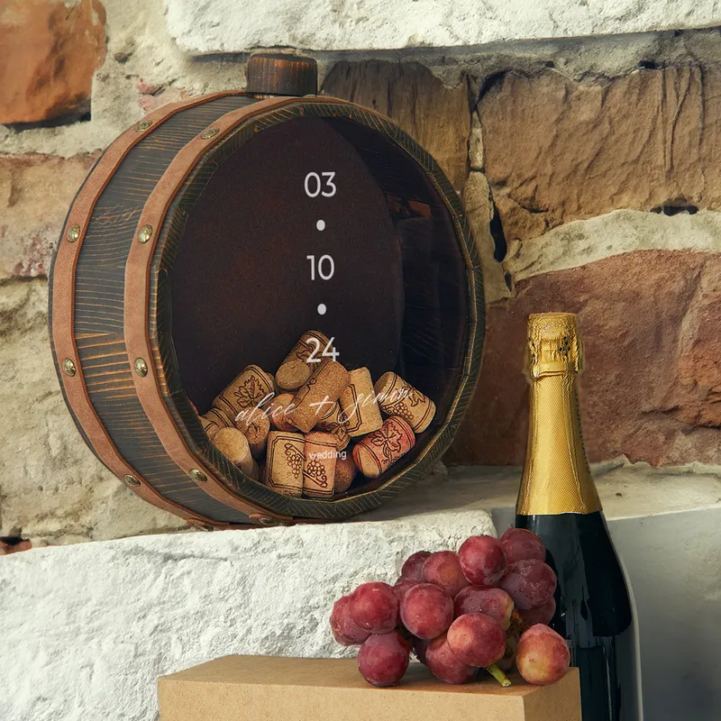 Personalised Anniversary Wine Cork Keeper Barrel