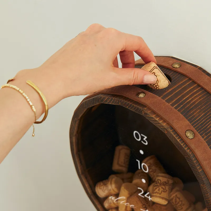Personalised Anniversary Wine Cork Keeper Barrel