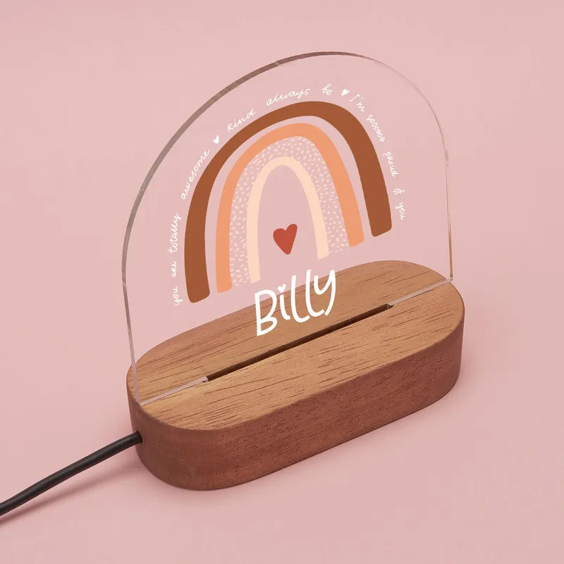 Personalized Baby Room Night Lamp with Rainbow Design
