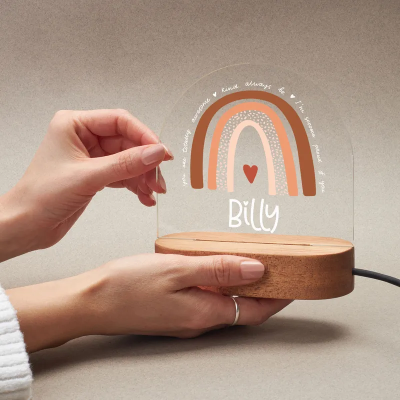 Personalized Baby Room Night Lamp with Rainbow Design