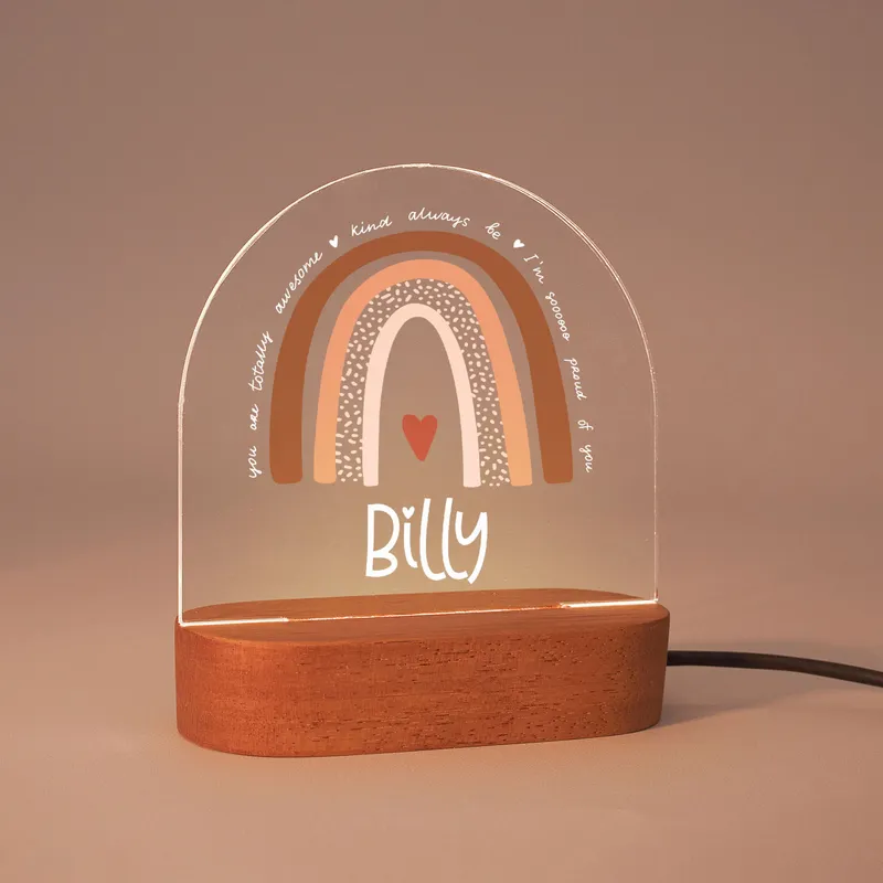 Personalized Baby Room Night Lamp with Rainbow Design