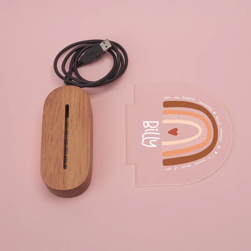 Personalized Baby Room Night Lamp with Rainbow Design