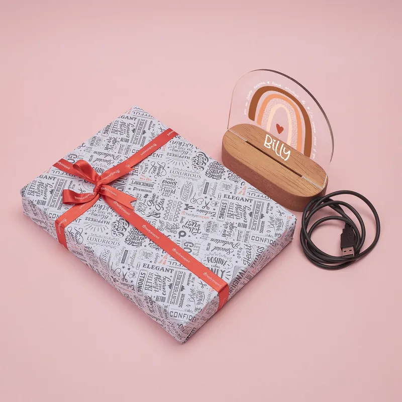 Personalized Baby Room Night Lamp with Rainbow Design