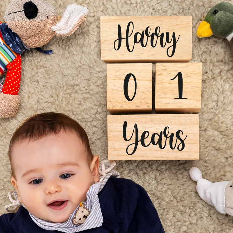 Personalised Wooden Baby Blocks for Baby Showers