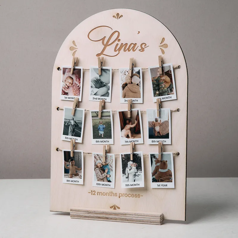 Personalized Baby's First Year Photo Journey Stand