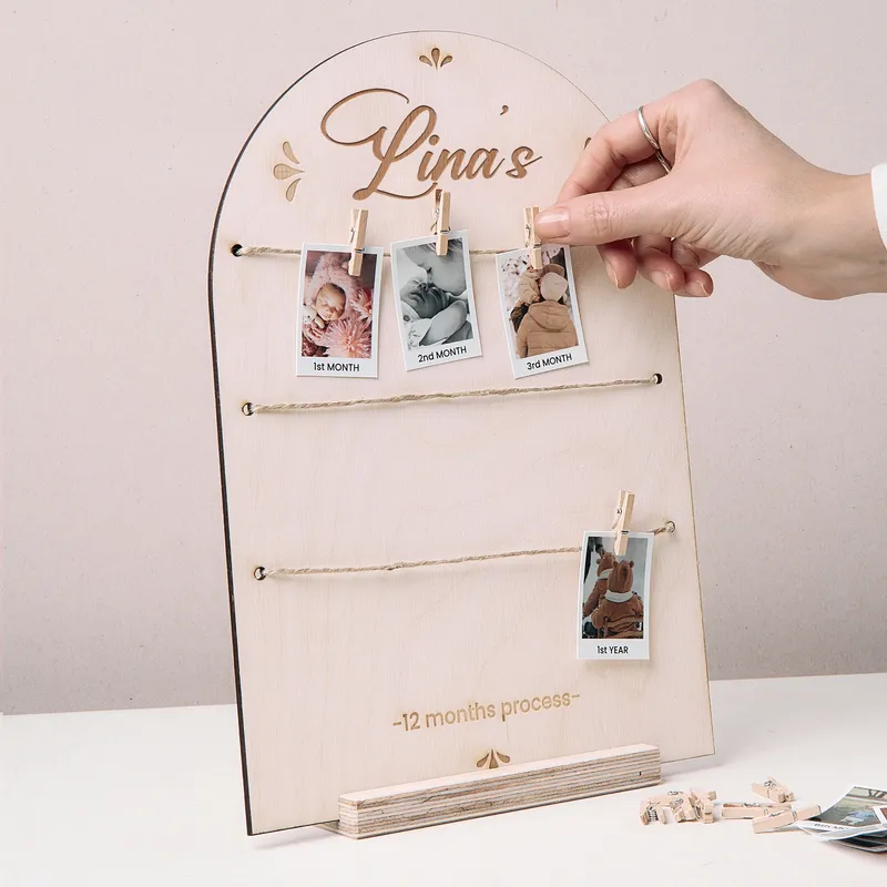 Personalized Baby's First Year Photo Journey Stand