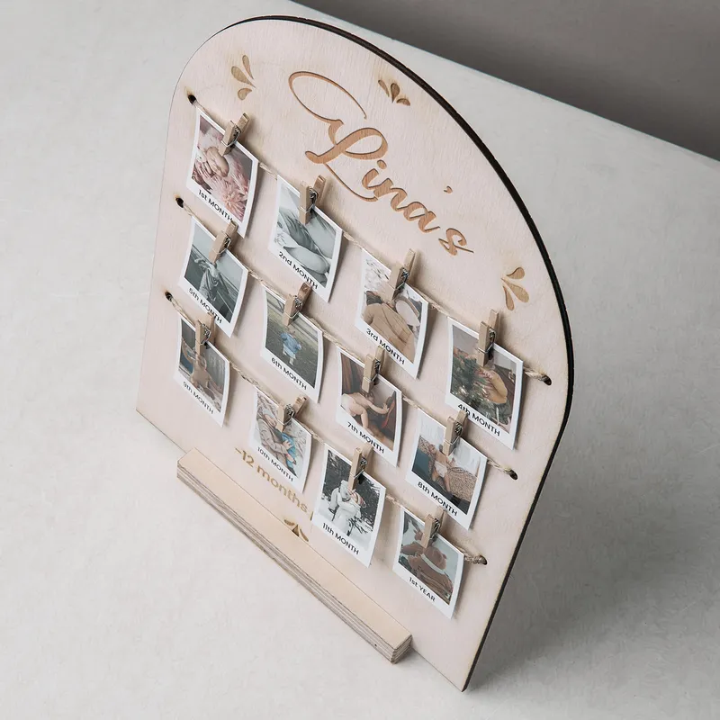 Personalized Baby's First Year Photo Journey Stand