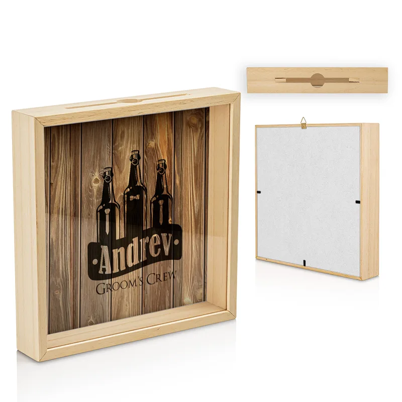 Personalized Bachelor & Bachelorette Party Keepsake Beer Cap Collection Display Box