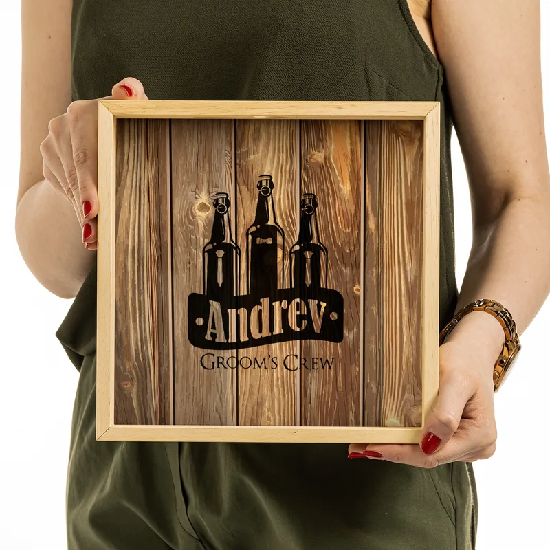 Personalized Bachelor & Bachelorette Party Keepsake Beer Cap Collection Display Box