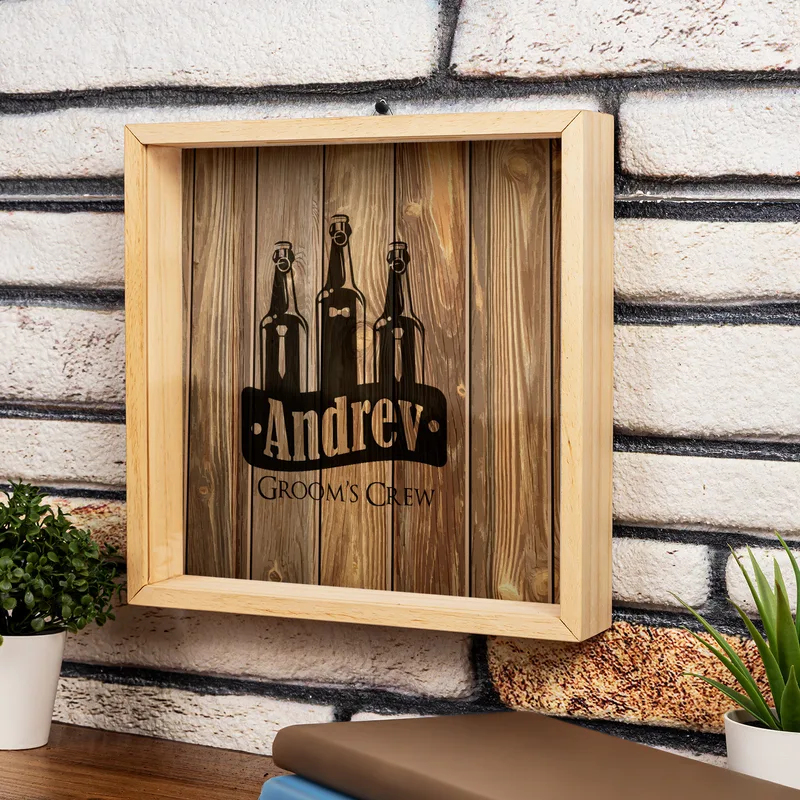 Personalized Bachelor & Bachelorette Party Keepsake Beer Cap Collection Display Box