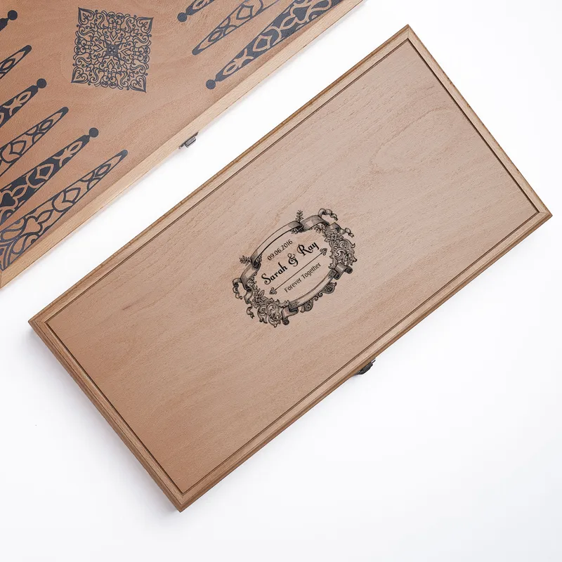 Personalised Beech Backgammon Set for Couples