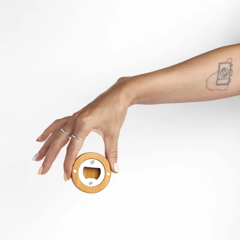 Personalized Bamboo Bottle Opener Magnet