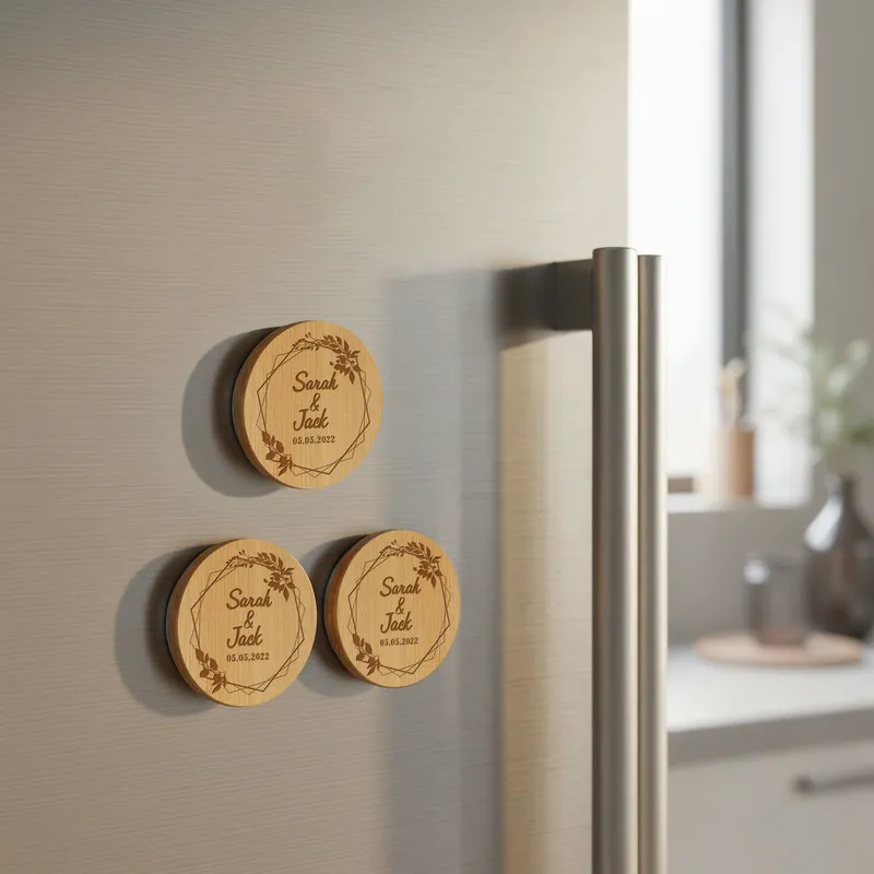 Personalized Bamboo Bottle Opener Magnet