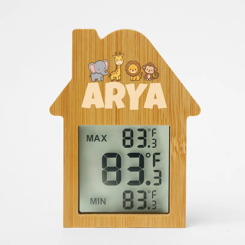 Personalized Bamboo Nursery Thermometer Station