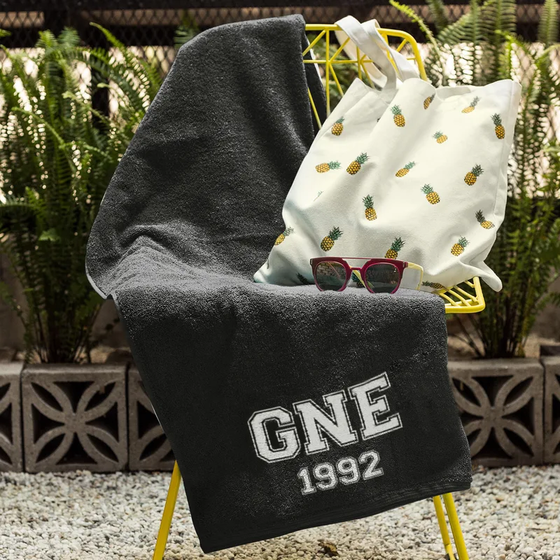 Personalised Monogrammed Beach Towel with Year