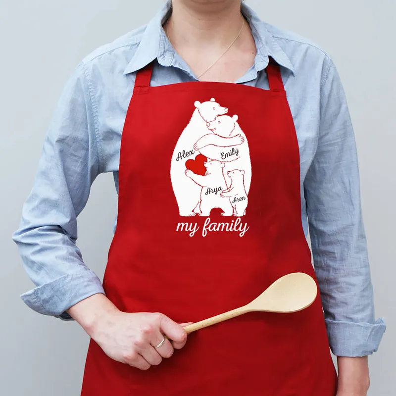 Personalized Bear Family Kitchen Apron