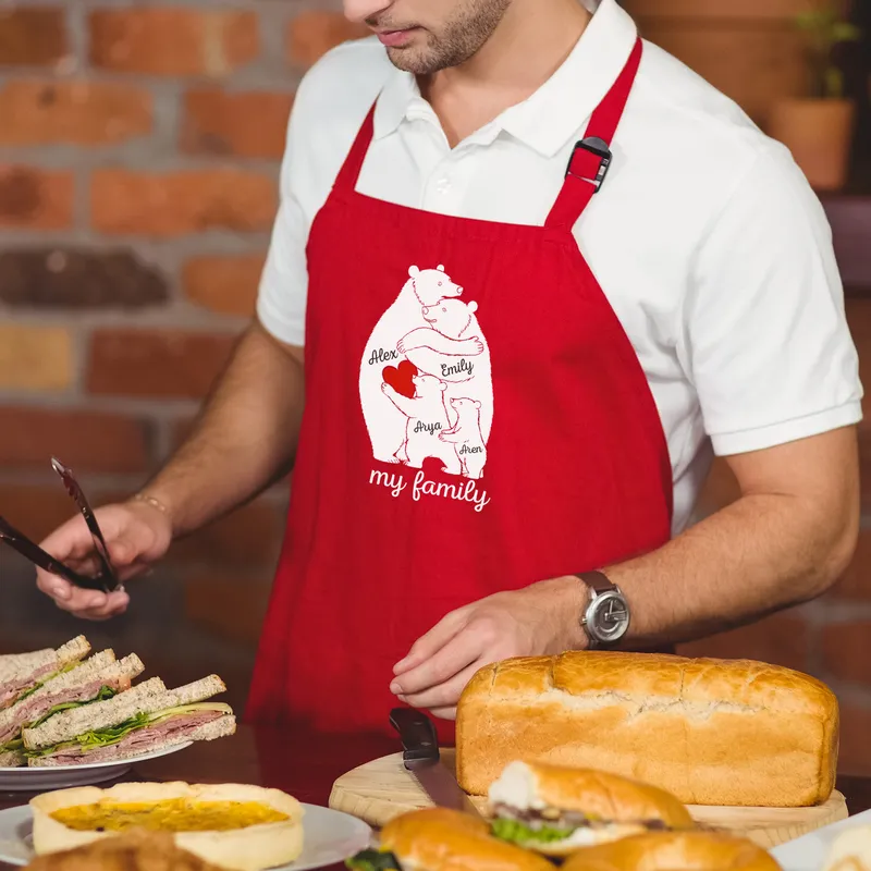 Personalized Bear Family Kitchen Apron