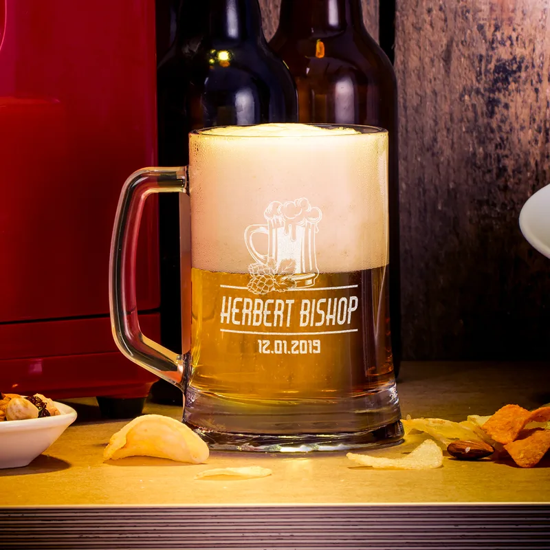 Personalised Engraved Beer Mug – Perfect Gift for Dad or Partner