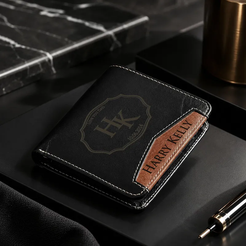 Personalized Best Dad Leather Card Holder Wallet