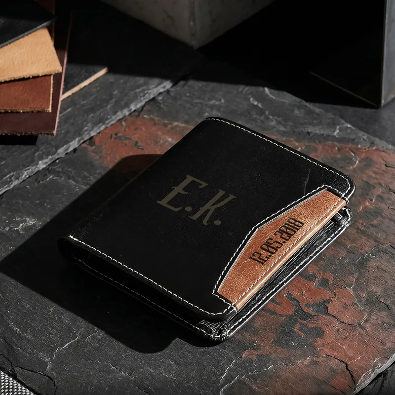 Personalized Best Dad Leather Card Holder Wallet