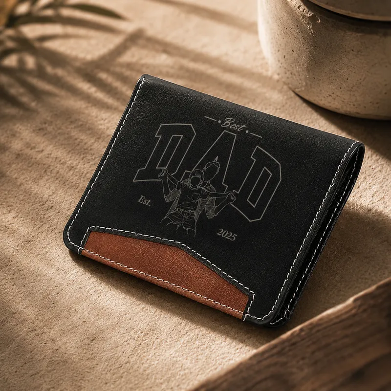 Personalized Best Dad Leather Card Holder Wallet