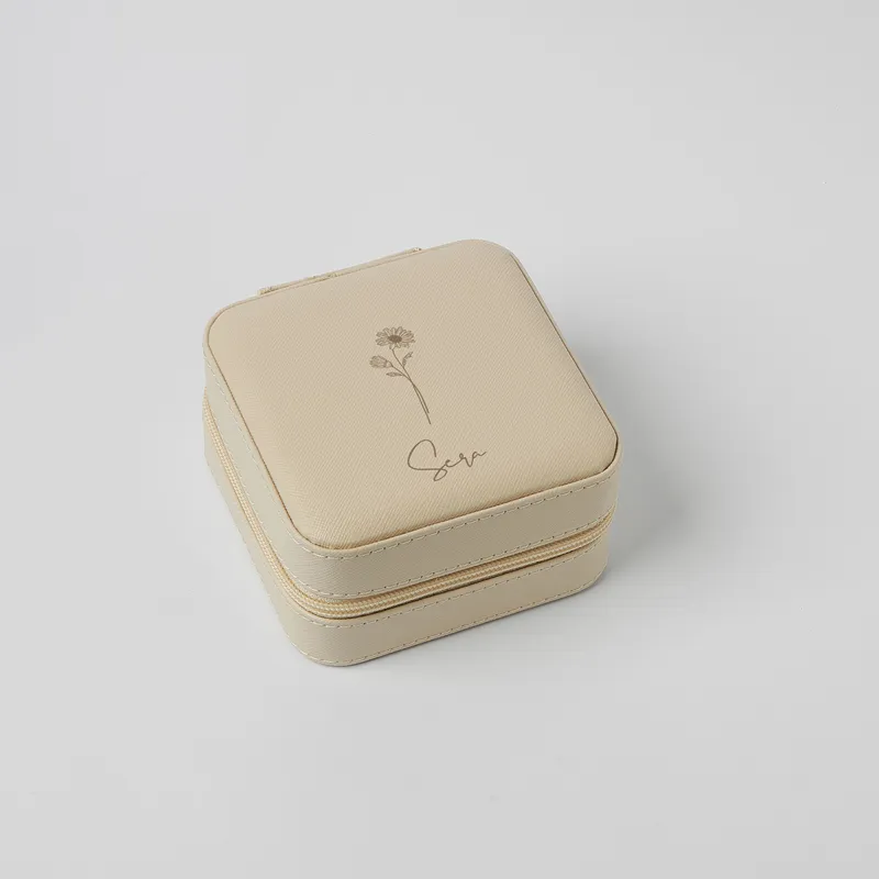 Personalised Birth Flower Jewellery Travel Case